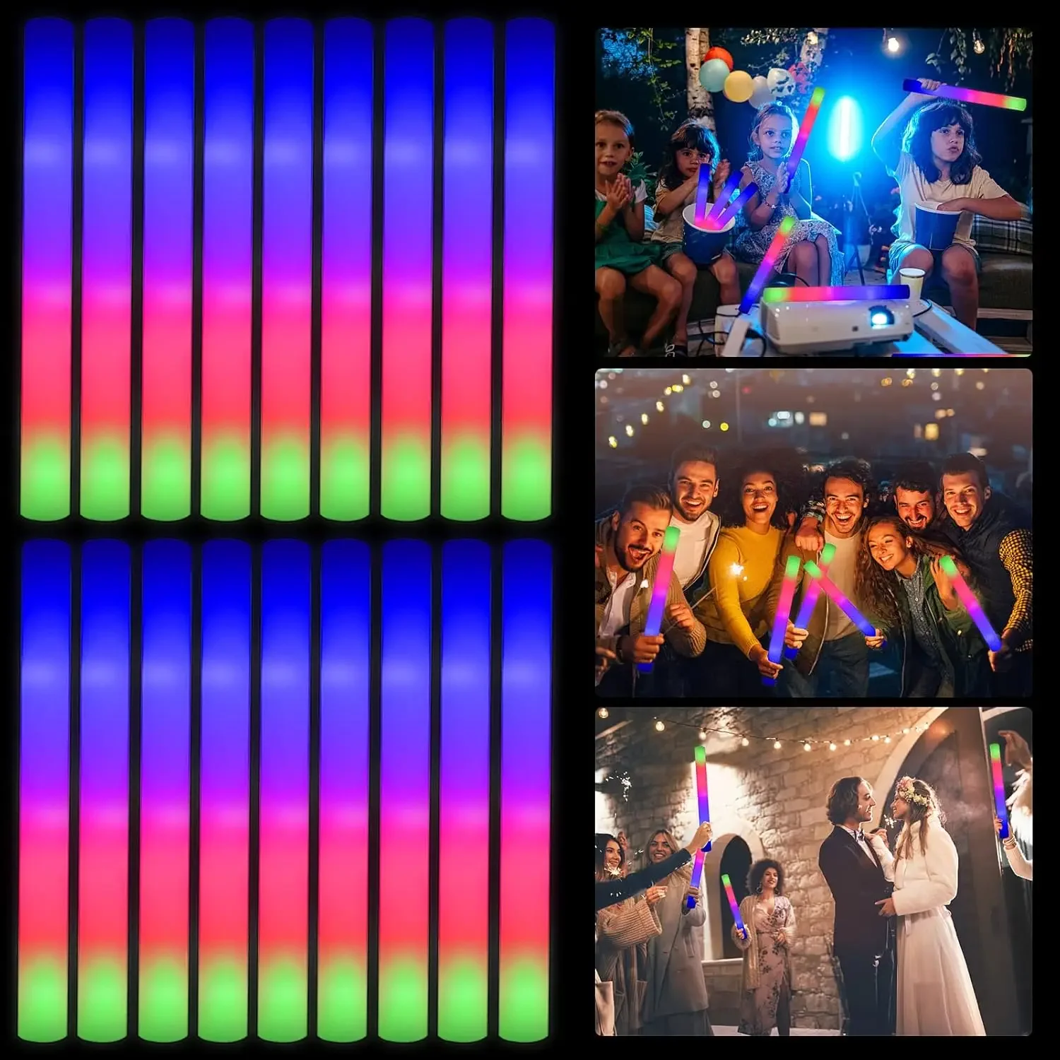 1Z-50PCS Led Foam Glow Sticks  - Flashing Led Foam Sticks Party recension och pris