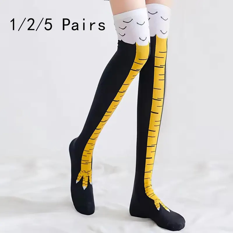 1/5/15 Pairs Women Knee High S - Funny Chicken Leg Socks recension och pris